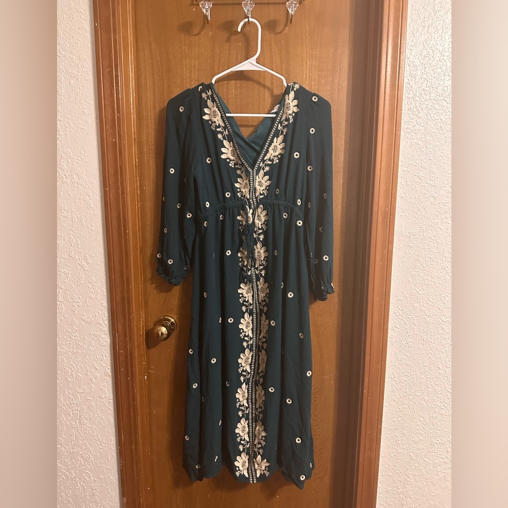 Green Klassy Girl dress with cream flowers